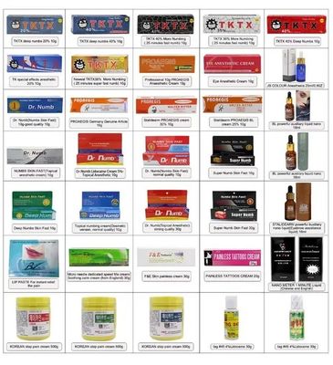 Tktx Crème anesthésique pour tatouage 55% 75% Crème anesthésique pour tatouage au laser Tktx Crème anesthésique forte en gros OEM Prix d'usine Couleur rose blanc Tktx Crème anesthésique