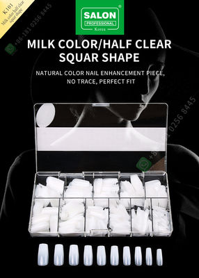 Place de couleur de lait la demi forment le faux clou acrylique français avec le clou faux de clou artificiel d'ABS