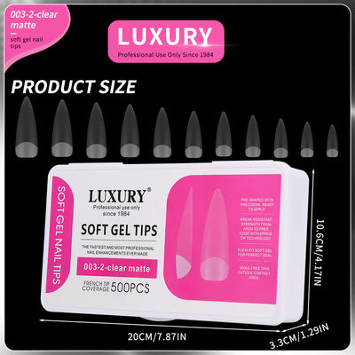 500 pièces de luxe claire matte pointue fausse forme ongles pour l' art de l' ongle