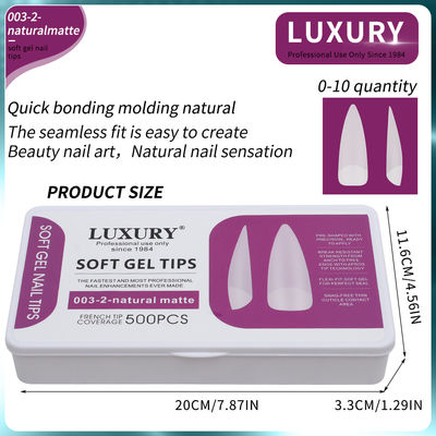 500 pièces/boîte Professionnel Naturel Matte Forme Aiguisée Faux Ongles Pour Manicure DIY