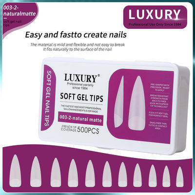 500 pièces/boîte Professionnel Naturel Matte Forme Aiguisée Faux Ongles Pour Manicure DIY