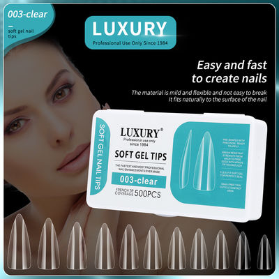 500pcs couverture complète 11 tailles claires des ongles en forme d'acrylique faux ongles