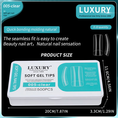 500 pièces/boîte Forme carrée Faux ongles Clair Couverture complète Faux ongles Conseils pour les femmes