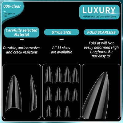 500 pièces de pointeurs de ongles de stiletto moyen demi-couverture faux ongle de forme tranchante acrylique artificiel faux ongles 11Tailles