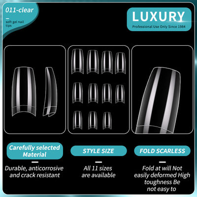 500 pièces par boîte Faux ongles clair demi-couverture Carré faux ongles pour les femmes