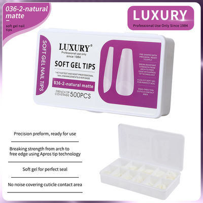 500 pièces/boîte Medium Coffin Nail Tips Naturel Matte Full Cover Acrylique Pré-Formé Conseils d'ongles 11 tailles