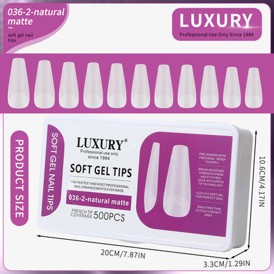 500 pièces/boîte Medium Coffin Nail Tips Naturel Matte Full Cover Acrylique Pré-Formé Conseils d'ongles 11 tailles