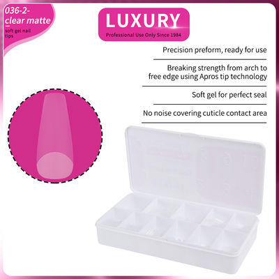 Coffre-fort clair Matte Acrylique Astuces d'ongles couverture complète Pré-forme Astuces d'ongles fausses 11 tailles