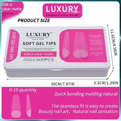 Coffre-fort clair Matte Acrylique Astuces d'ongles couverture complète Pré-forme Astuces d'ongles fausses 11 tailles