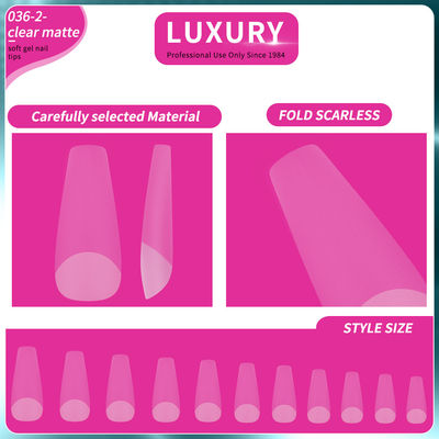 Coffre-fort clair Matte Acrylique Astuces d'ongles couverture complète Pré-forme Astuces d'ongles fausses 11 tailles