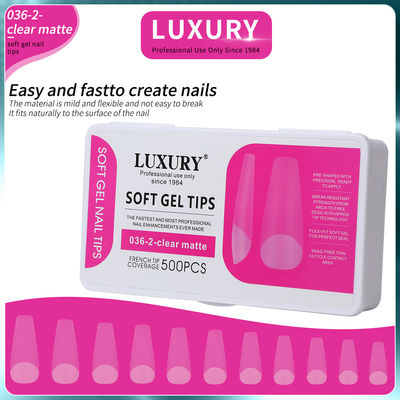 Coffre-fort clair Matte Acrylique Astuces d'ongles couverture complète Pré-forme Astuces d'ongles fausses 11 tailles