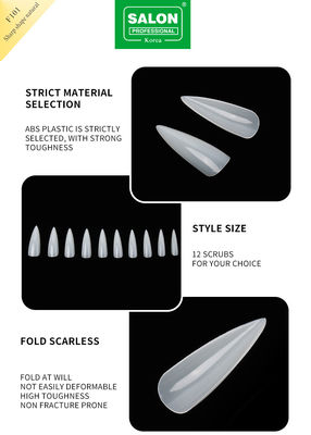 Conseils d'ongles longs en stiletto couverture complète couleur naturelle faux ongles avec boîte pour les salons de manucure