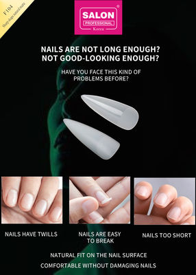 Longues aiguilles à ongles à couverture complète à faux aiguilles à ongles avec boîte faux ongles mat naturel