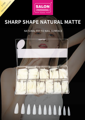 Longues aiguilles à ongles à couverture complète à faux aiguilles à ongles avec boîte faux ongles mat naturel