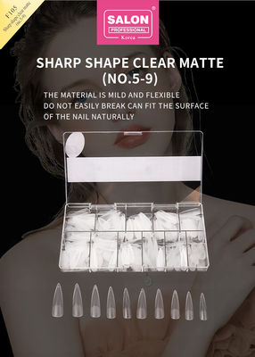 Couleur mate claire acrylique faux ongles Conseils de jeu Ultra-mince forme nette Extensions de l'art des ongles
