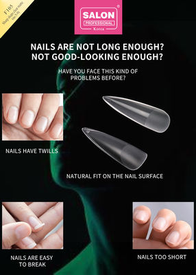 Couleur mate claire acrylique faux ongles Conseils de jeu Ultra-mince forme nette Extensions de l'art des ongles