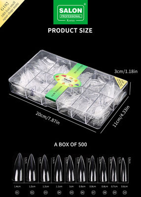 Professionnel ABS de forme nette faux ongles pleine transparence acrylique faux ongles conseils 12 tailles pour le bricolage à la maison