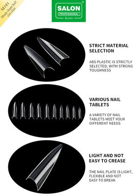 Faux ongles de forme tranchante à demi-couverture ABS acrylique faux ongles en gros