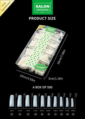 Faux ongle couverture complète ABS naturel bouche d'aigle clair en 12 tailles pour le salon des ongles