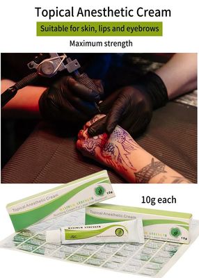 Crème anesthésiante pour tatouage 10g pour une absence de douleur de 3 à 4 heures avec une épaisseur de 2 à 3 mm et une application de 50 à 60 minutes