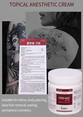 Crème anesthésiante pour tatouage d'origine coréenne avec huile d'arbre à thé et aloe vera pour les zones sensibles