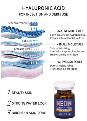 Blanchissant la peau meso de sérum de thérapie éclairant des injections de l'acide hyaluronique 5ml anti-vieillissement